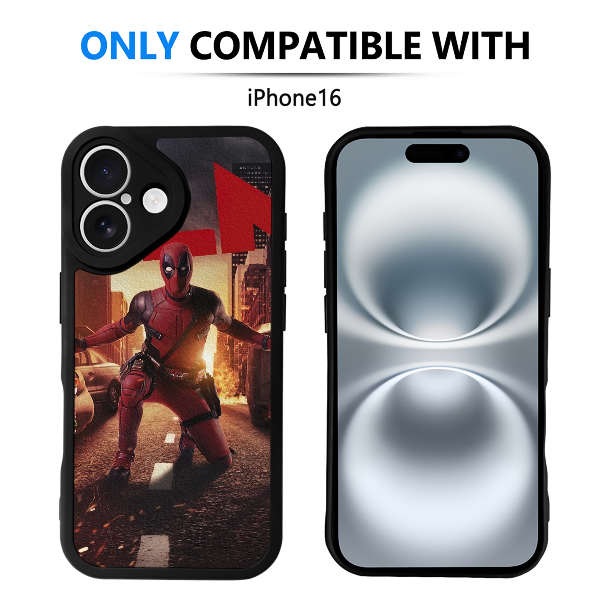 （画像用） Deadpool デッドプール 【iPhone 16シリーズ対応】シリコンスマホケース（レザー調） 材質：シリコン
